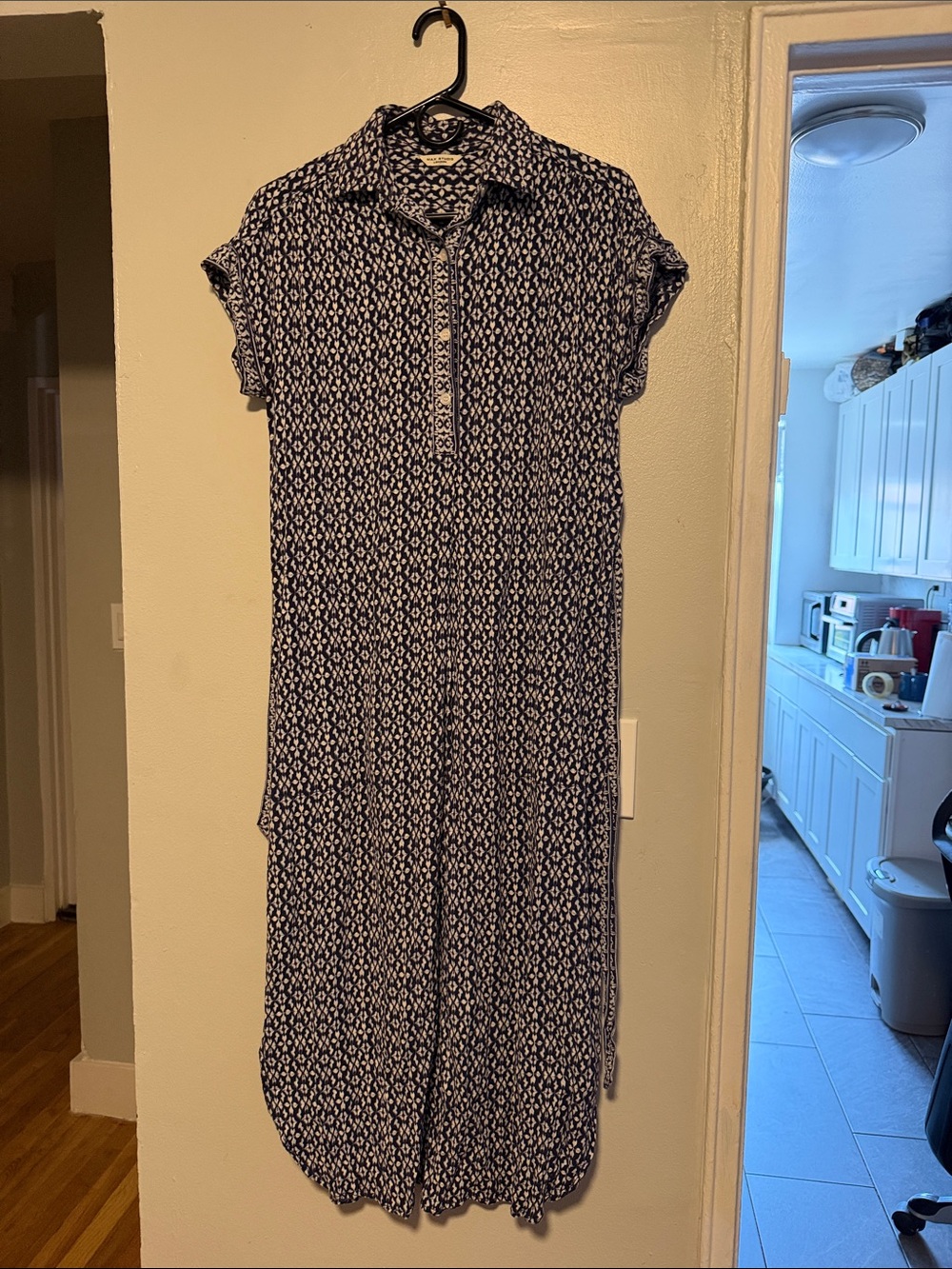 Max Studio Navy & White Geometric Polo Dress